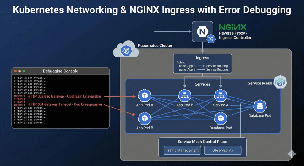 Kubernetes Networking & NGINX with error Debugging